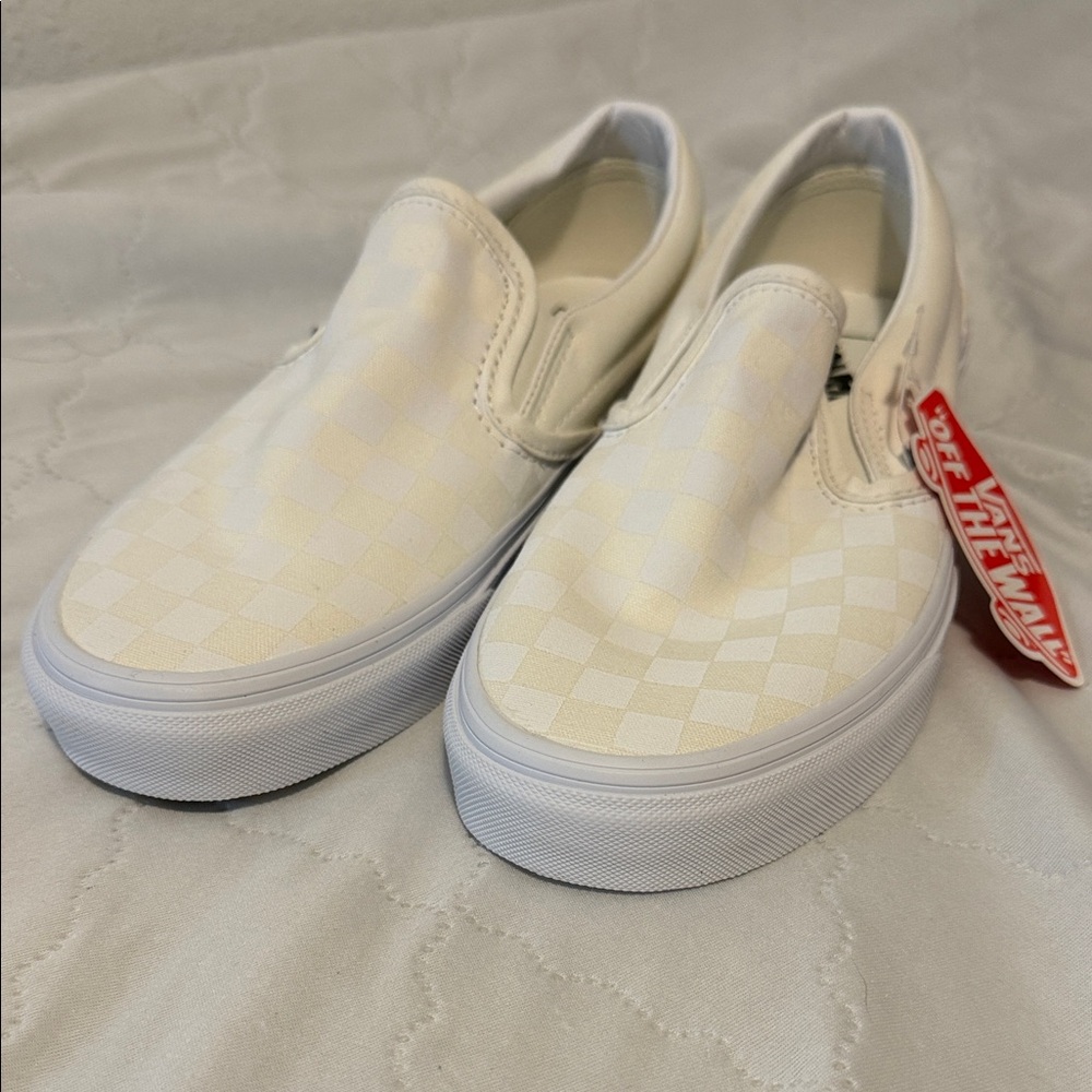 Vans Slip-On Checkerboard Sneakers - White/Cream